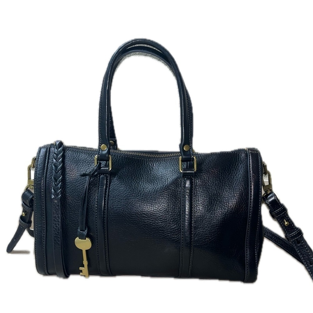 Fossil Kendall Black Pebbled Leather Crossbody Satchel - Excellent Condition